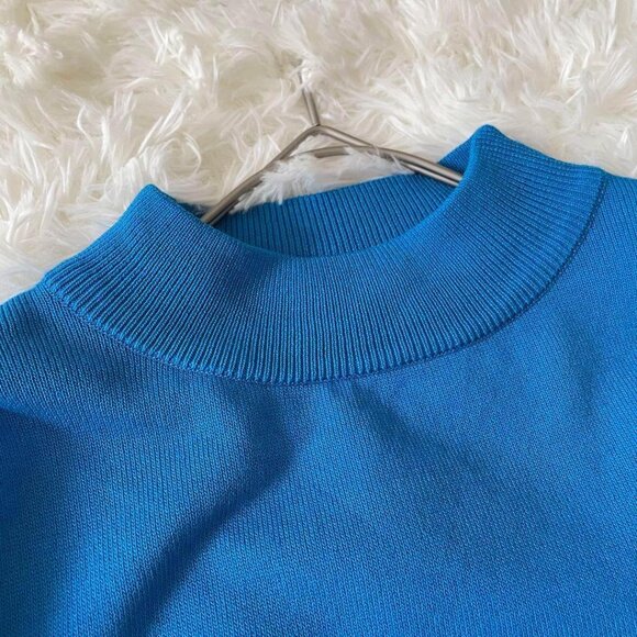 Linock Knit Sweater with Volume Sleeves Size M Light Blue - Picture 3 of 7